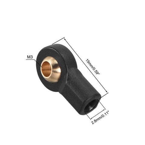M3 Ball End Tie Rod End For RC Linkage 3x15mm Lever Steering Joint Durable 10 Pack Fits RC Planes Helicopters Robots Cars Without Screws Or Nut For Model Aircraft And Robotics Projects black ball joint with M3 brass insert, 15mm length
