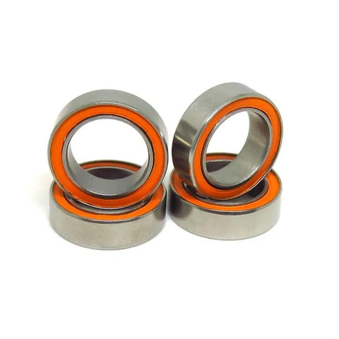10 Piece Slick Hybrid Ceramic Ball Bearings SMR148C 8x14x4mm Abec 7 Shielded Rings, featuring orange seals and steel rings.