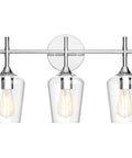 Dope Vintage 3 Light Vanity Fixture With Industrial Chrome Finish Over Mirror Bath Light With Clear Glass Shades Wall Mount Bathroom Lighting E26 Socket Compatible Modern Rustic Style