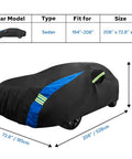 Waterproof All Weather Car Cover For Sedans And Outdoor Use Heavy Duty Full Exterior Shield for 194-208 inch cars