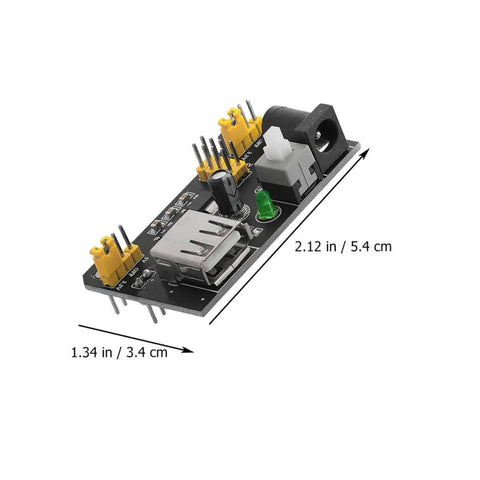 Portable 5V Breadboard Power Supply Module for MB102, 6.5 to 12V Input, Safe Up To 33V, Stabilized Output, Plug And Play Power Board for School Labs, Hobbyists, and Industrial Electronics Projects, 5.4 x 3.4 cm