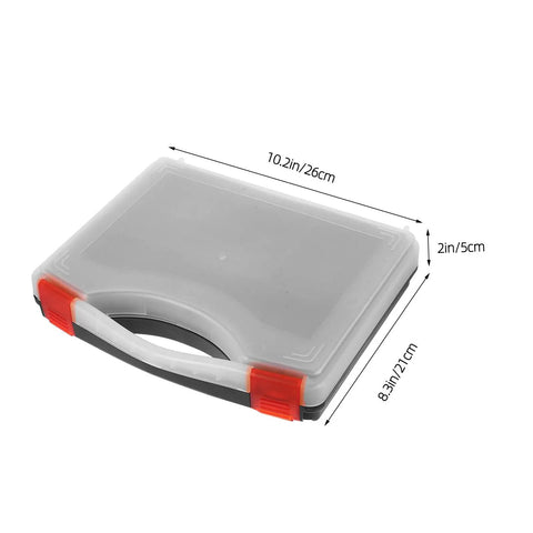Hella Tough Plastic Parts Organizer Box With Sure Grip Handle and Chunky Dividers, 10.2in size, durable for holding hardware.