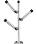 Three Rod Adjustable Trolling Rod Holder Tree For Boats With 360 Degree Rotation And 180 Degree Tilt, Marine Grade Aluminum, Height Adjustable Gunnel Track Mount Fishing Rod Holder System, silver three-rod rack