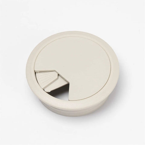 Sleek Desk Grommet Kit For Neat Cable Management Hides Messy Wires Keeps Office Organized And Cool With Durable Polished Finish Perfect For Any Computer Setup Or Modern Workspace, 60mm round white desk grommet cover
