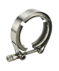 Sick 304 Stainless Steel Exhaust V Band Clamp Engineered For Extreme Heat Drag Racing And Street Builds With Rock Solid Seal And Zero Leakage Two Inch Diameter shown from the side view.