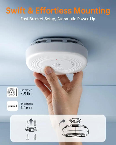 Photoelectric Smoke Alarm With Ten Year Sealed Battery Delivering Hella Solid Home Protection And Zero Stress From Phantom Alerts Quick Wall Mount Install mounted on ceiling during installation.