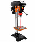 CWKISS 12 Inch Benchtop Drill Press With Laser Positioning System Variable Speed 450 To 3150 RPM Digital Display on a sturdy base.