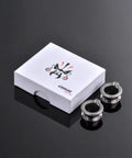 Dope Dragon Steel Ear Gauges 00G 10mm With Screw Back Stainless Steel Ear Tunnels Silver Tone With Diamond Accent Gift Box