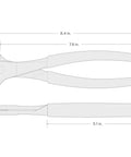 Technical diagram of 8 Inch End Cutting Pliers For Nails Screws Wires And Staples With Induction Hardened Blades And Overhanging Jaws