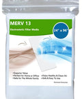 Product packaging for Premium MERV 13 Filter Media Cut To Fit Washable Air Filter For Home Office And Industrial Use 24 By 96