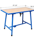 Heavy Duty Foldable Workbench Featuring Tough As Nails Steel Frame And Premium Wood Top, No Sweat Assembly For Garage Or Home Shop, 660 Lb Load Capacity, Blue, 47-1/4" x 24-1/2".