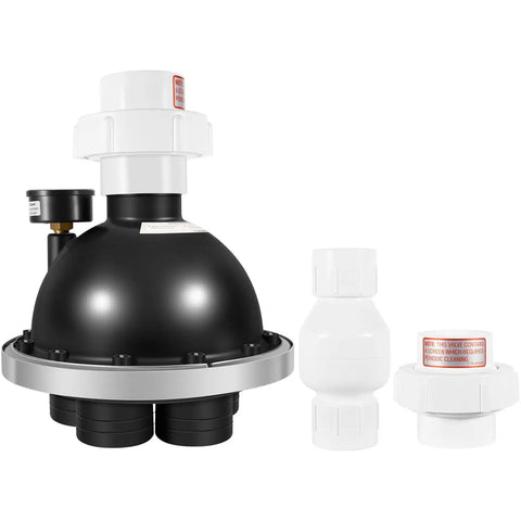 5 Port Water Valve Kit For In Floor Pool Cleaning System With 1.5 Inch PVC Pipe Fittings and Pressure Relief Included