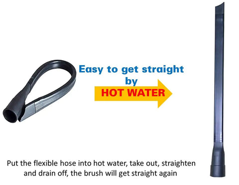 Flexible crevice tool from Must Have All In One Vacuum Attachment Kit with hot water usage instructions
