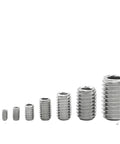 Heavy Duty Stainless Steel Hex Socket Cup Point Headless Set Screws Kit M2 To M10, 304 Grade, assorted sizes displayed