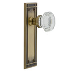 Antique brass Mission Plate with Waldorf Crystal Knob, solid forged brass, for passage doors, great vintage vibe, easy to install.