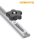 Miter Slot Hardware Kit With Aluminum Slot Bars Two Brass Black Star Knobs And Five Sixteenth Inch Screws And Washers