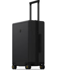 LEVEL8 hard-shell carry-on luggage, 20-inch black, front-right view with extendable handle, 4 wheels, TSA lock