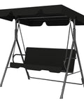 Outdoor Patio Swing Chair With Adjustable Canopy And Heavy Duty Stand For Three Adults in Black