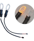 Dope 48V To 72V LED Bike Turn Signals With Bright Orange Amber Bulbs For Scooters And Ebikes That Keep You Safe On The Road With Super Clear Indicators. Pair of ABS plastic LED bike turn signals with 23cm wires and amber light for scooters and ebikes.