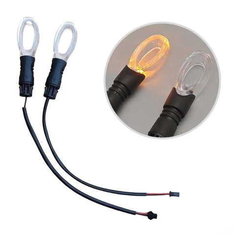 Dope 48V To 72V LED Bike Turn Signals With Bright Orange Amber Bulbs For Scooters And Ebikes That Keep You Safe On The Road With Super Clear Indicators. Pair of ABS plastic LED bike turn signals with 23cm wires and amber light for scooters and ebikes.