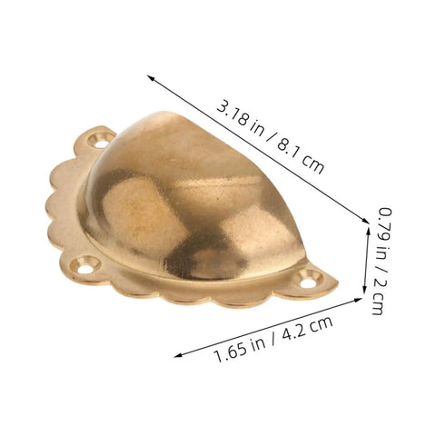 Vintage Gold Semi Circle Cabinet Door Pulls 2 Pack, Retro Cupboard And Wardrobe Drawer Handles For Kitchen Cabinets, Dressers And Furniture, Durable Metal Hardware That Resists Rust - single pull with dimensions visible
