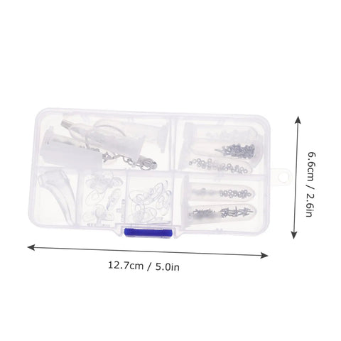 Two Sets Eyeglass Repair Tool Kit With Screws, Nose Pads, And Ear Grips For Quick Fixes, includes mini screwdriver case view.