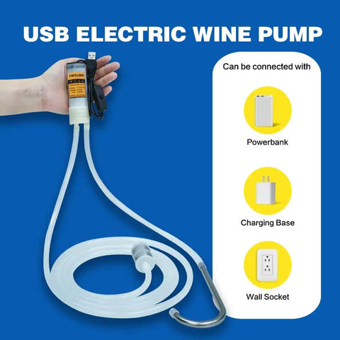 USB Electric Auto Siphon Self Priming Pump For Bottling Your Home Brew Beer Wine Beverages And Kombucha with hose and USB connection