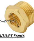 Brass garden hose reducer adapter, 3/4 GHT male to 3/8 NPT female, water hose fitting