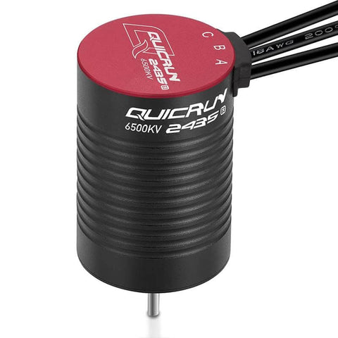 Quicrun 2435SL G3 4500KV brushless RC motor, black finish, 4-pole rotor, suitable for 1/16 and 1/18 scale on-road and off-road models.