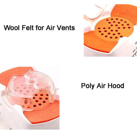 Slick Optical Frame Heater And Eyeglass Baking Machine With Hot Cold Air Collection Hood wool felt and poly air hood.