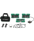 Three Piece Wireless Cable Pulling Signal System With Magnets And Bright LED Visuals For Noise Free Jobsite Comms set includes a carry bag and cables.