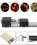 Compact Mini Lathe Beads Polisher Machine With Seven Adjustable Speed Settings For DIY Jewelry Hobbyists, showing tools and polishing unit.