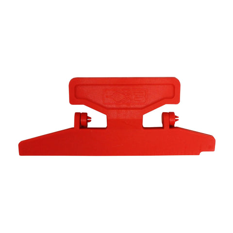 Red Pro Class Fletching Jig For Vanes And Feathers Up To 5.5 Inches shown with magnetic quick clamp, suitable for X10 to 27 shafts.