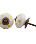 Super Slick Yellow Ceramic Star Drawer Knobs 50 Pack For Kitchen Cabinet Hardware And Dresser Door Pulls Rust Free Luxury Furniture Handles Totally Dope Decor. Yellow star ceramic knobs with brown base.