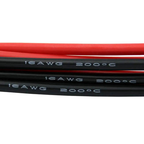 Close-up of 16 AWG silicone wires for Five Pack RC Battery Connectors With 10cm 16 AWG Silicone Wire For LiPo FPV Drones And Turnigy Zippy Male Plug Adapters