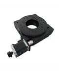 Heavy Duty Motorized Rotary Positioning Stage With Smooth Operator Turning Rock Solid Build And Dead On Precision Worm Gear Design for precise angular control.