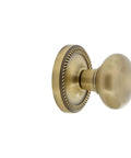 Rope Rosette Door Knob Set With New York Knob In Antique Brass, Passage Function, 2 3/8 Backset, Vintage Style Door Hardware