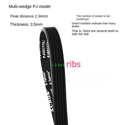 Heavy Duty Rubber Conveyor Belt For Industrial Use With 14 Rib PJ1346 PJ1350 PJ1355 PJ1360 PJ1370 PJ1371 PJ1372 PJ1379 PJ1381 PJ1390, 3.5mm thick