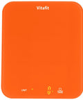 High Precision 33Lb Digital Kitchen Scale with LED Display, orange finish, showing 0g reading, front view
