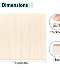Kickass 18 Pack Premium Basswood Sheets 6 By 6 Inch One Sixteenth Thick Wood Panels For Diy Crafts Laser Cutting Engraving Painting Woodworking Projects Sweet Craft Material dimensional illustration showing size and thickness