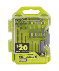 20-piece drill and drive bit set in packaging, part of the 18V Cordless Drill Driver Kit With Battery, Charger, Impact Driver.