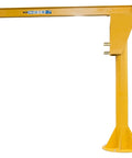 Heavy Duty Floor Mounted Jib Crane 10 Foot Span 2000 Lb Capacity in cat yellow, featuring a solid steel pedestal base.