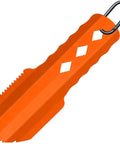 3 In 1 Ultralight Backpacking Trowel Shovel And Potty Tool with ergonomic handle in durable orange aluminum for hiking and survival.