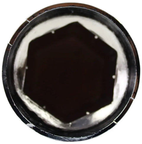 Top view of Chrome 33mm Lug Nut Covers Caps With Flange Push On Bullet For Semi Trucks, ABS Plastic, 3 1 8 Inch Height, 20 Pack.