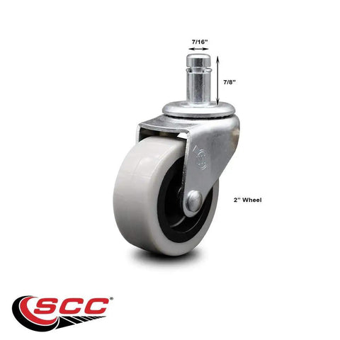 Heavy Duty Two Inch Swivel Polyurethane Caster Wheel With Seven Sixteenths By Seven Eighths Grip Ring Stem Rolled Like Butter Flat And Quiet Workhorse Cart Supports Up To Ninety Pounds