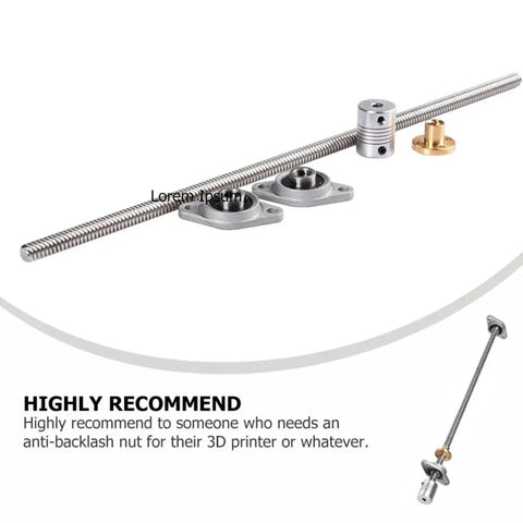 300mm Lead Screw Set for 3D Printers With High Precision Aluminum Anti Backlash Nut Ideal for DIYers and CNC Mills Engraving Machines and Wood Projects, lead screw kit with nut and mounts