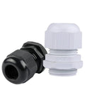 Close-up of Nylon Cable Gland Kit M Type 50 Pack Waterproof Sealing for Secure Wire Fixing in Outdoor Garden Projects, black and white glands