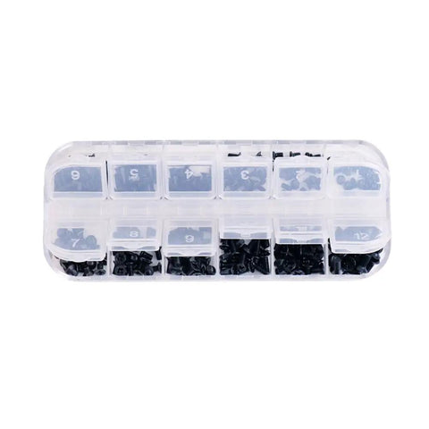 Laptop Screws Replacement Kit, 240 Pieces In M2, M2.5, M3 Sizes, organized in a clear plastic box, ideal for notebook repairs