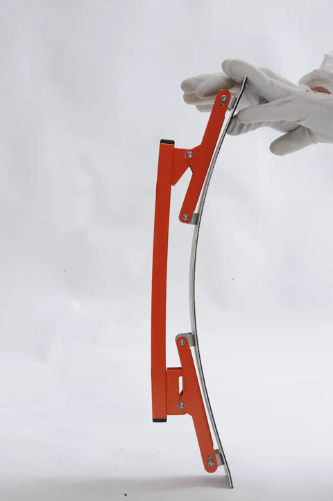 Flexisander Hand Held Flexible Sanding Block for Curved and Flat Surfaces, 22 x 4.5 inches, shown bending to demonstrate flexibility