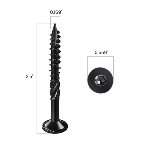Heavy Duty Outdoor Deck Screws 14 By 2 And A Half Inch, 44 Pack, Black Epoxy Coated Rust Resistant Wood Screws With Torx Drive